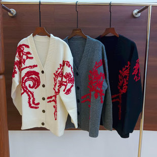 [100羊毛]卡米兰针织开衫上衣女2025秋季新款法式毛衣羊毛衫外套