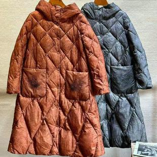 [白鹅绒]白鹅绒羽绒服女2024冬季新款中长款鹅绒服外套连帽