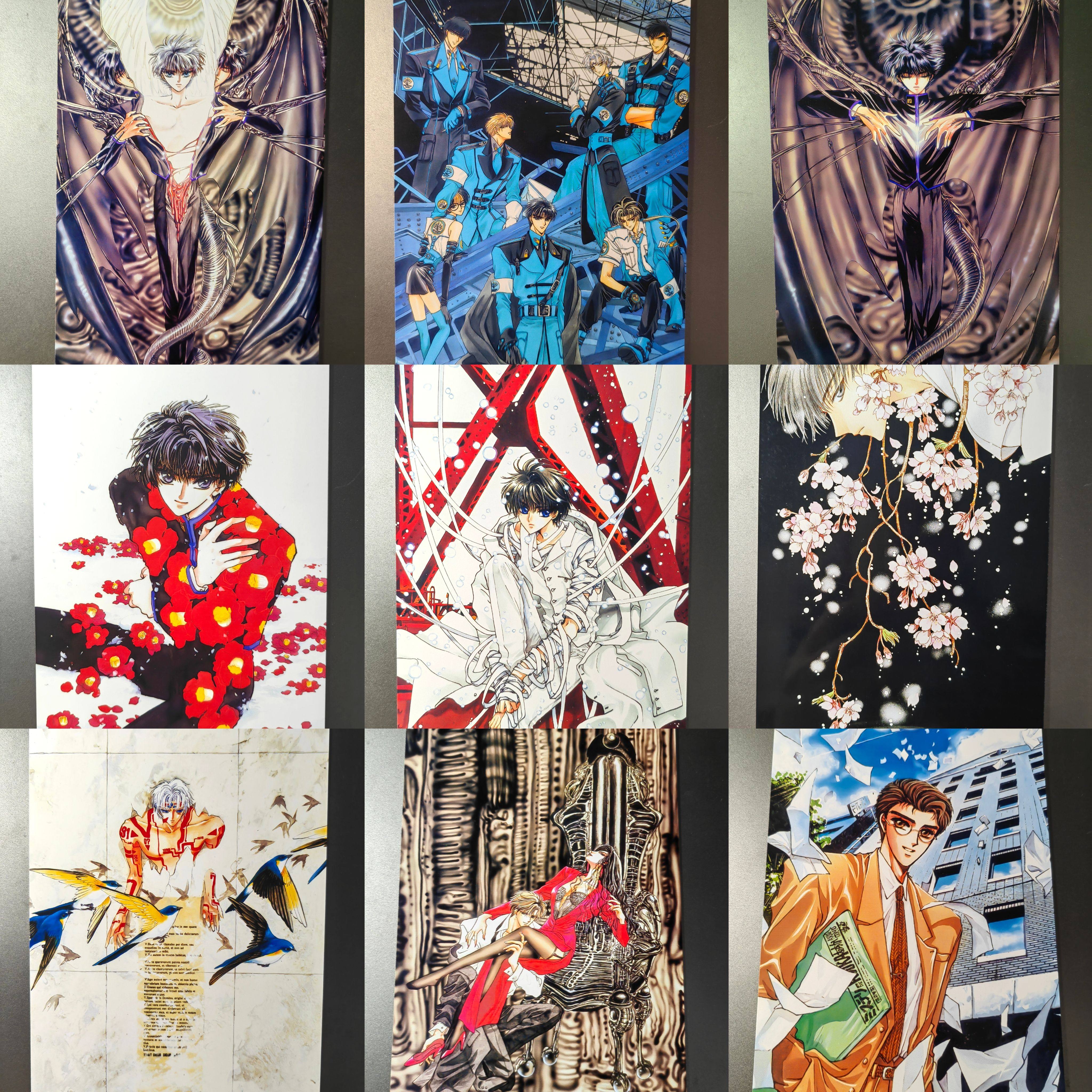 X战记周边CLAMP原画集非官谷司狼神威封真小鸟收藏6寸明信片9张