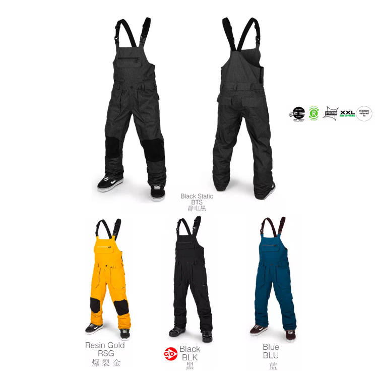 VOLCOM2021钻石背带滑雪裤美国