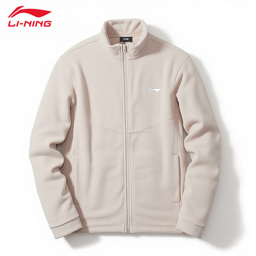 李宁立领卫衣男款2025秋冬款加绒休闲运动开衫保暖摇粒绒外套