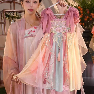 亲子装夏装古风汉服裙仙女舞蹈服