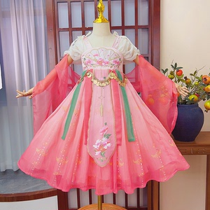 高端女童汉服夏季新款重工刺绣襦裙儿童古风演出服昭阳公主裙礼服