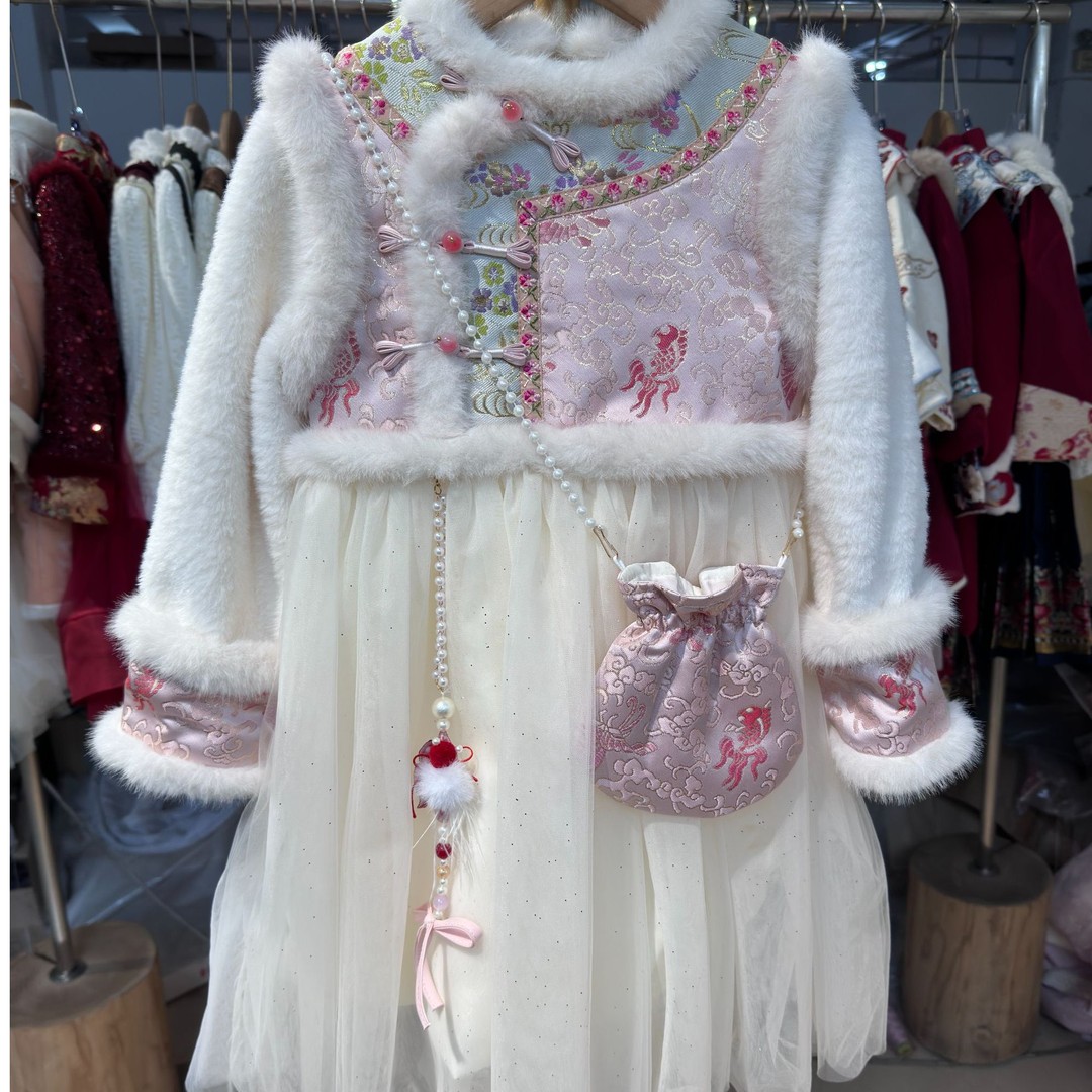 女宝宝国风汉服裙拜年服礼服纱裙