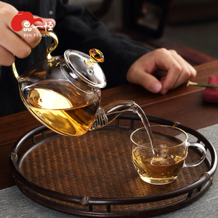 品一恒大小容量玻璃泡茶壶耐热加厚花茶壶可加热中式泡煮陈皮家用