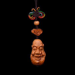 精品竹雕浙派大师老竹根雕喜脸挂件手把件配饰纯手工天然挂饰配件