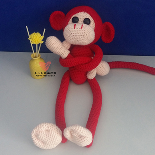 毛线手作编织勾线手织玩偶小动物小猴子钩针织diy手工制作材料包