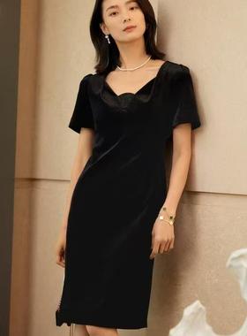 EP高端系列丝绒收腰显瘦钻饰小黑裙连衣裙EPJPA4615A-4999