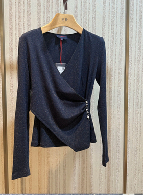 EP秋季新品围裹式收腰钉珠装饰长袖针织衫EGJAC5526a-2199