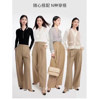 EP23新品通勤设计感羊毛阔腿四面弹西装裤EGIPW6426A-2699