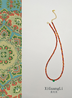 天然红玛瑙玉髓串珠项链新中式国风锁骨链本命年好运饰品叠戴项链