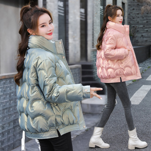 亮面羽绒棉服女短款2024年新款冬季韩版小个子加厚面包服棉袄外套