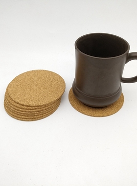 软木碗垫防滑隔热圆形咖啡杯垫空白10CM*3mm小号8片装DIY