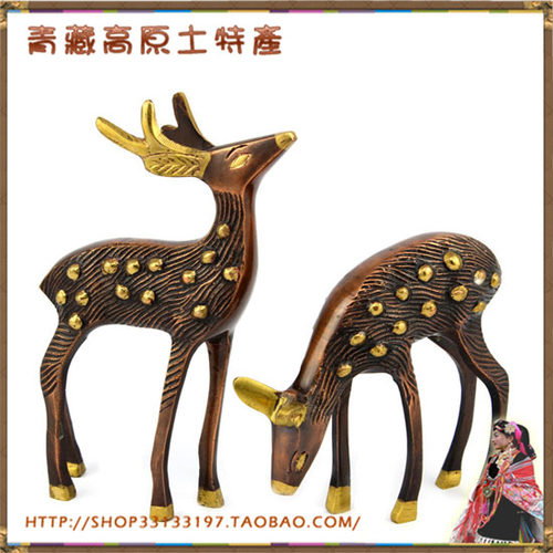 印度进口  手工制作 精品铜对鹿  一对