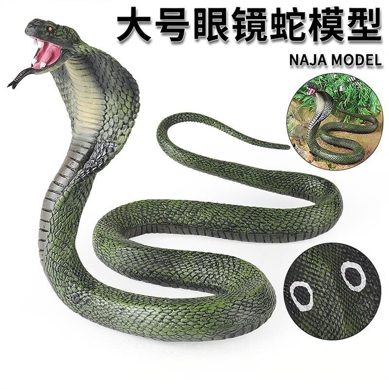 儿童玩具仿真动物模型大号实心眼镜蛇蟒蛇万圣节恶搞整蛊道具摆件