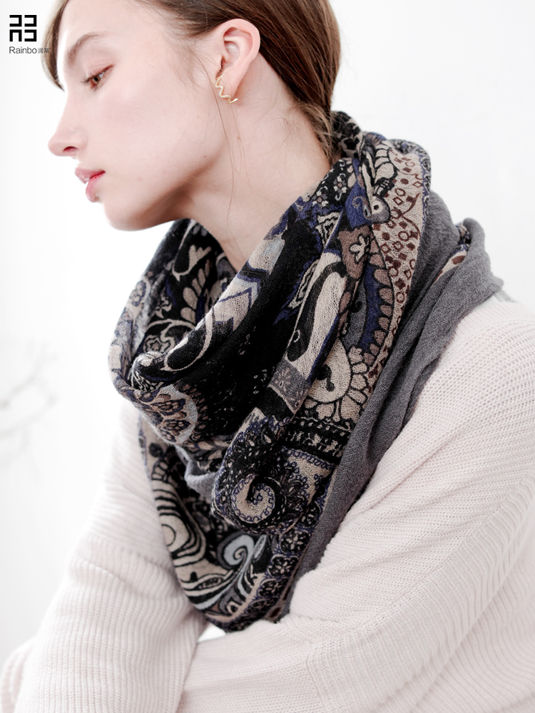 复古民族风大方巾披肩两用女水煮羊毛围巾春秋冬季薄披风夏季内蒙