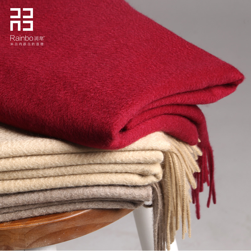 山羊绒围巾大披肩女驼色 加厚春秋冬季欧美两用超长纯色保暖