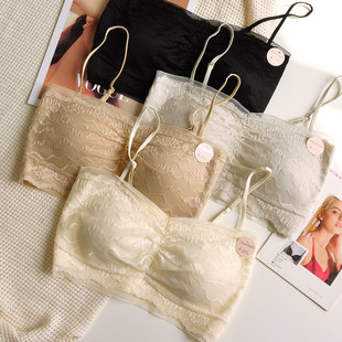 灰色吊带小背心女内搭抹胸上衣带胸垫外穿辣妹美背西装 打底内衣夏