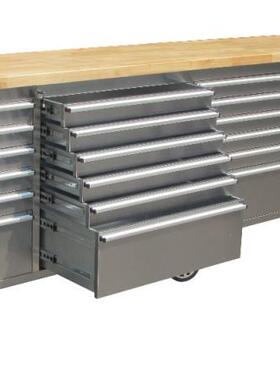 美式96英寸车库大型不锈钢多功能汽修工具柜推车赛车工作站工作台