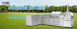 政府补贴美国thor别墅庭院花园304不锈钢大型户外厨房燃气烧烤台