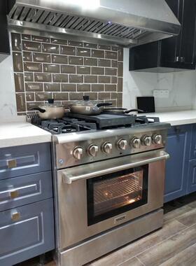 政府补贴美国家用开放厨房不锈钢36英寸燃气灶6头集成灶一体烤箱