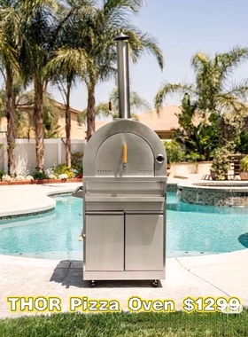 美国thorkitchen户外别墅庭酒店院家用不锈钢烧烤架pizza烤炉木炭