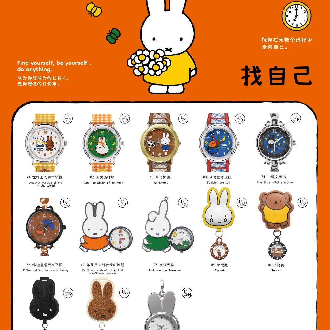 【现货】正版麦和Miffy米菲兔联名手表找自己系列盲盒生日礼物女