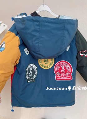潮牌DD儿童企鹅拼色～防风防水羽绒服冬款男女童保暖加厚中长外套