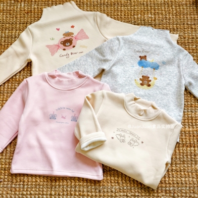 日系坑条弹力女孩半高领打底冬装