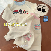 日系kitty儿童洋气卫衣企鹅春款 宝宽松花纱上衣 男女童圆领套头衫