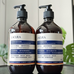奥乐齐超市LACURA佛手柑洗发露天竺葵沐浴露500g去屑洗发水沐浴乳