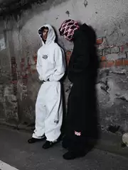 Mertra Collaboration Heavyweight American Street Hip-Hop Embroidered Patchwork Hoodie Trendy Casual Sports Tracksuit Sweatpants