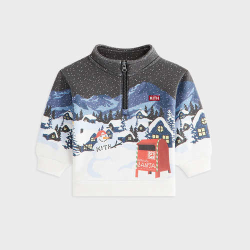 Kith Baby婴童装圣诞限定石洗棉圣诞村亨特半拉链套衫｜正品现货