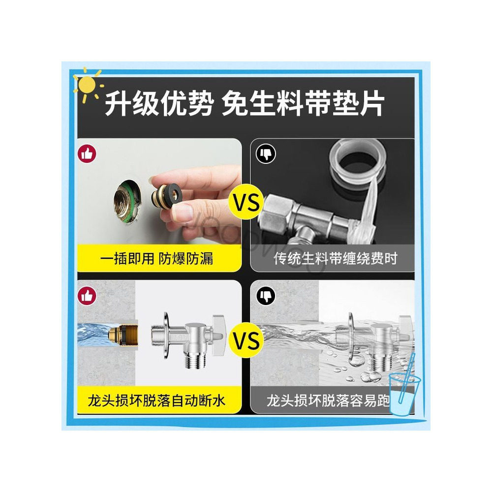 黄铜免生料带密封垫片免缠硅胶垫密封圈防漏4分三角阀水龙头配件