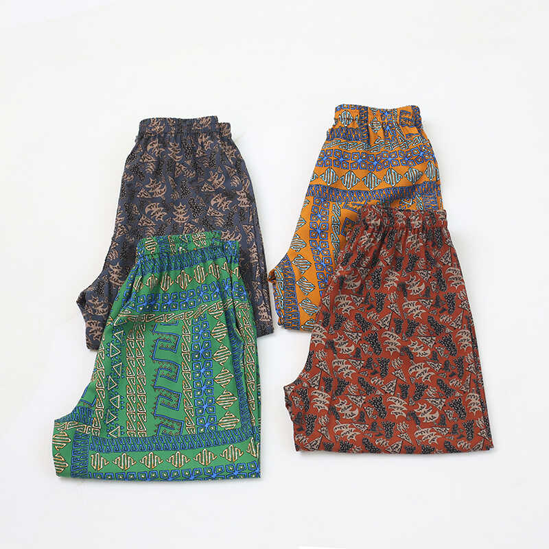 外婆家自制4色夏季男女童亲子款超薄柔软透气防蚊束脚灯笼裤