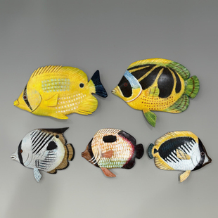 木制木雕全手工冰箱贴居家创意磁铁立体海洋鱼类吸铁石装饰品特价