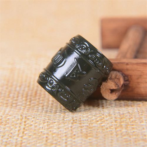 和田玉桶珠散珠吊坠六字真言配珠