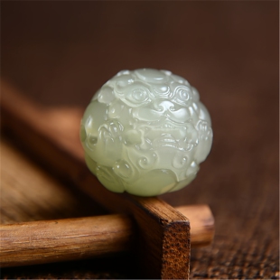 和田玉貔貅单珠散珠手工天然正宗鸭蛋青玉石高端手串diy配件配珠