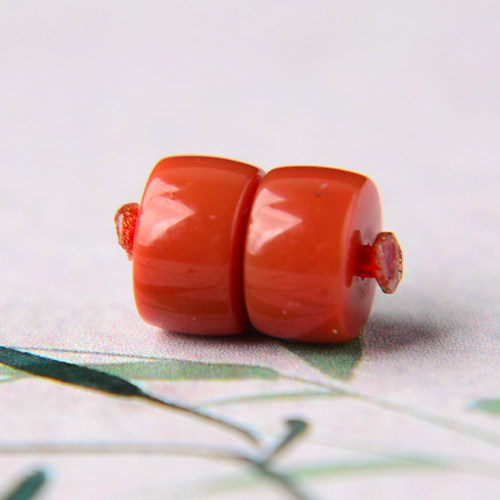 南红直切药片单珠九口料柿子红