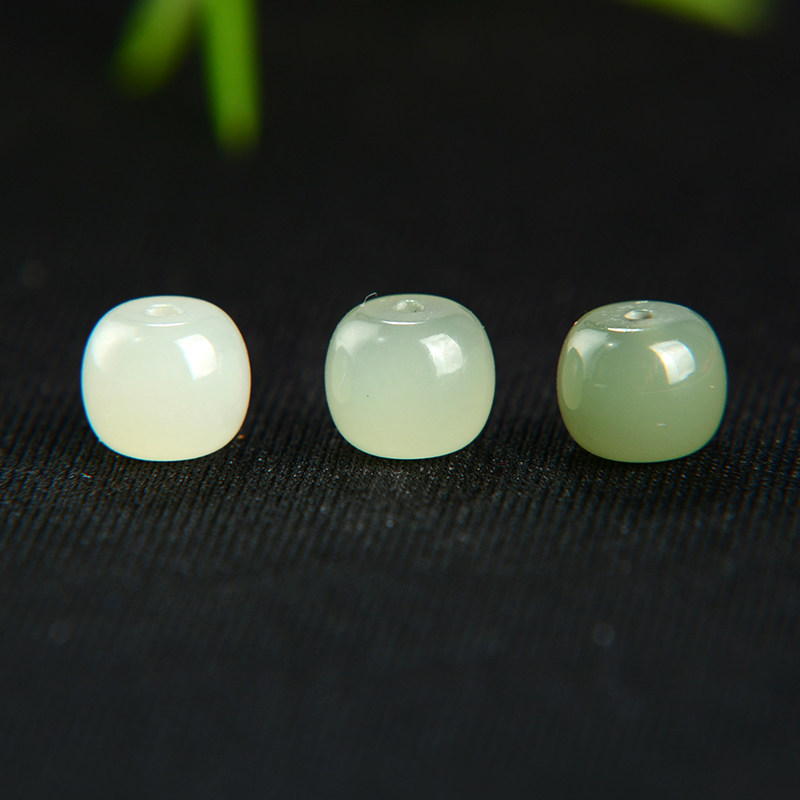 和田玉单珠老型珠晴水湖水绿散珠