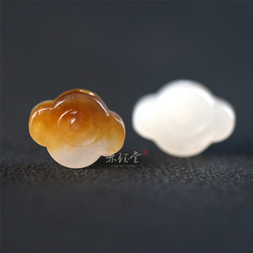 和田玉背云佛珠配饰白玉天然新品