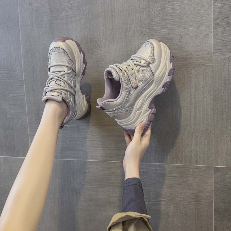 内增高老爹鞋女2026春季新款水钻厚底松糕显脚小轻便休闲运动鞋女,女鞋,老爹鞋,淘宝优惠券,粉丝福利购,淘宝优惠卷