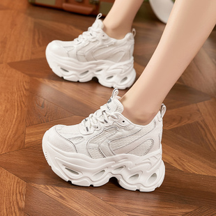 女款 网面透气9cm内增高女鞋 2026春季 厚底休闲运动鞋 新款 老爹鞋