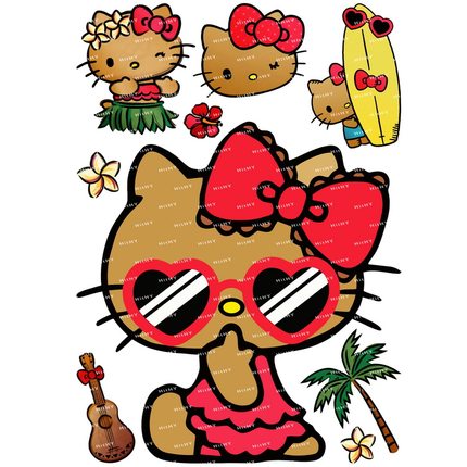 黑皮辣妹猫俏皮ipad个性动漫kitty行李箱贴纸凯蒂电脑旅行