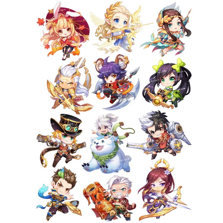 王者荣耀Q版行李箱贴纸个性动漫可爱萌电脑ipad电动车头盔旅行