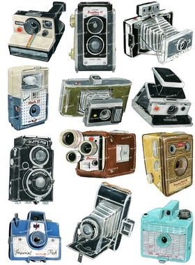 大号F0046-15怀旧复古相机潮牌笔记本电脑手机吉他旅行拉杆箱贴纸