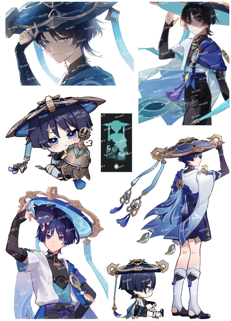 大号F0414-16原神散兵流浪者动漫游戏电脑笔记本旅行拉杆箱贴纸