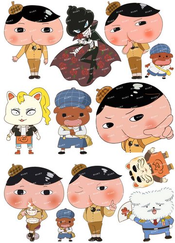 中号F0383-02屁屁侦探卡通动漫笔记本电脑吉他手机旅行拉杆箱贴纸