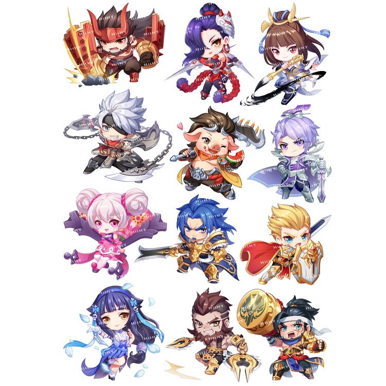 王者荣耀Q版行李箱贴纸个性动漫可爱萌电脑ipad电动车头盔旅行