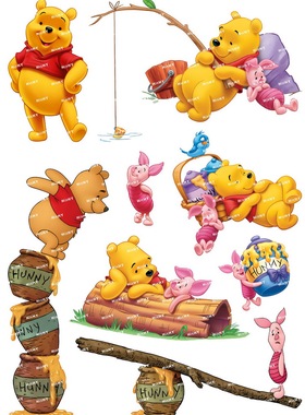 中号F0045-02小熊维尼卡通动漫笔记本电脑汽车旅行拉杆箱防水贴纸